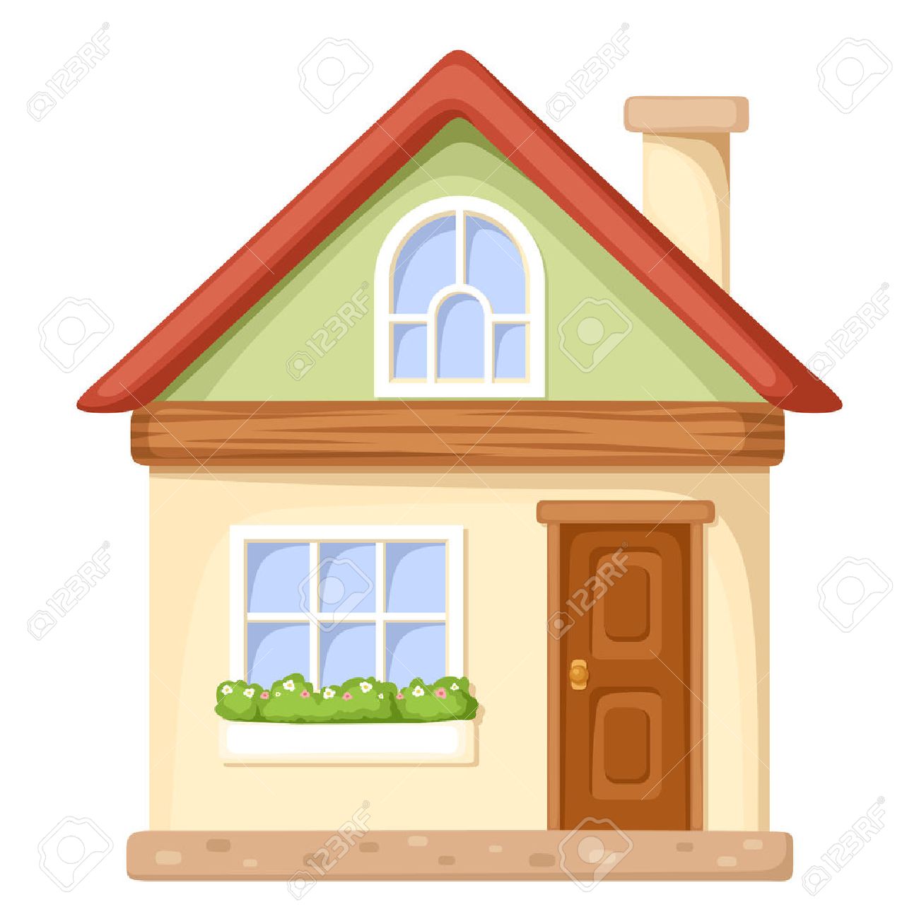 Vector Illustration Dune Maison De Dessin Animé Isolé Sur Un Fond