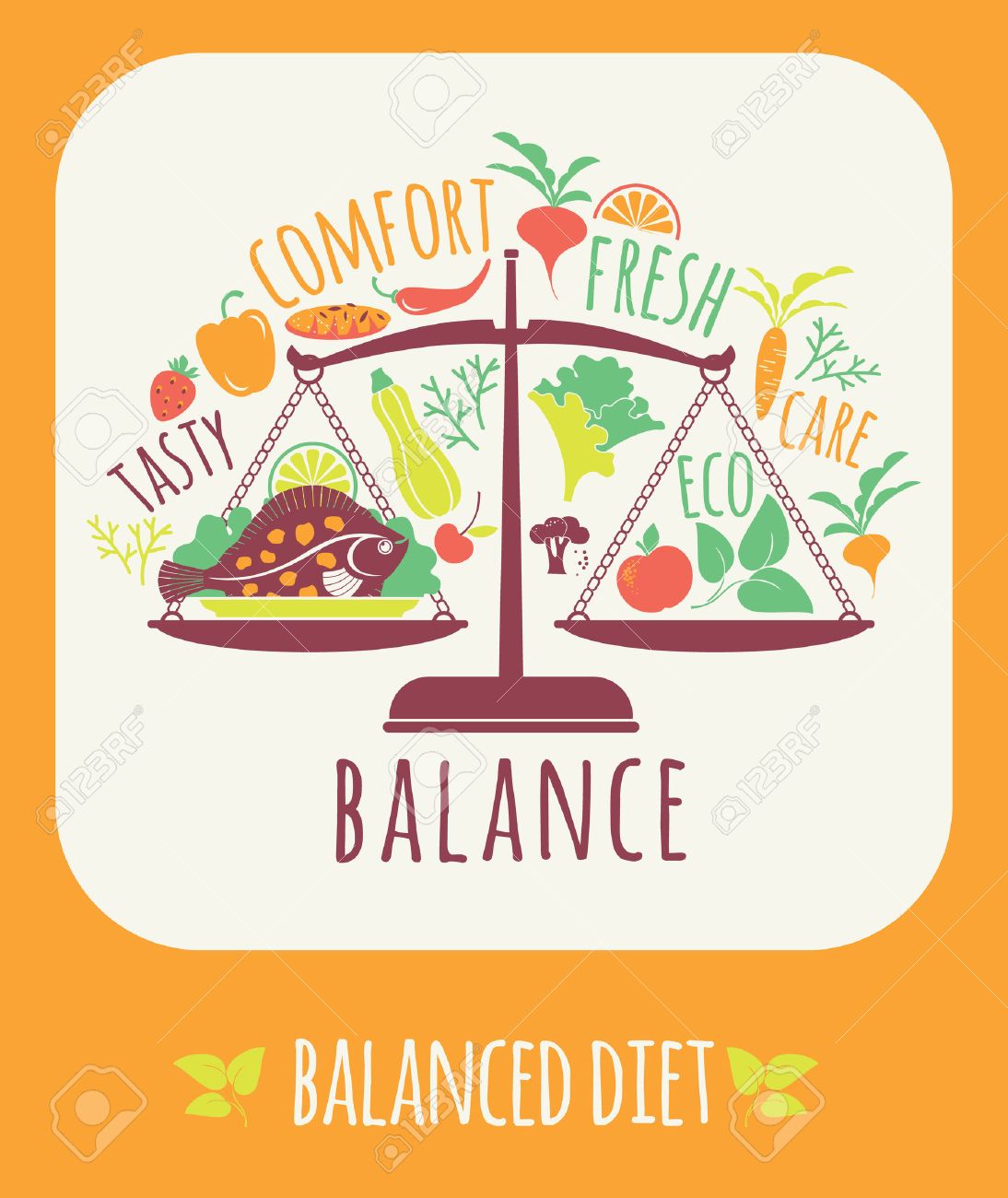 Vector illustration of Balanced diet. Elements for design - 46667527 Vector illustration of Balanced diet. Elements for design - 46667527