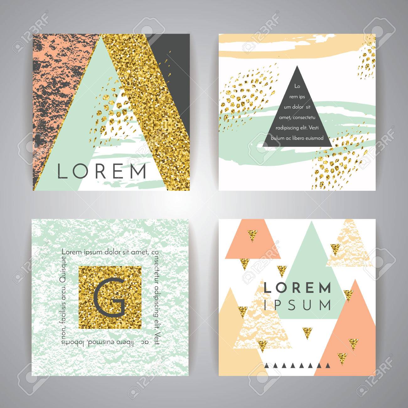 Set of abstract geometric backgrounds. Hand drawn vintage texture and geometric elements. Modern and stylish abstract design poster, cover, card design. Vector templates. - 55070698 Set of abstract geometric backgrounds. Hand drawn vintage texture and geometric elements. Modern and stylish abstract design poster, cover, card design. Vector templates. - 55070698