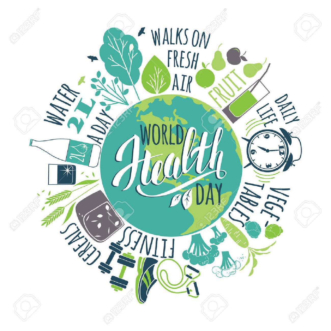 World health day concept with healty lifestyle illustration. - 55707333 World health day concept with healty lifestyle illustration. - 55707333