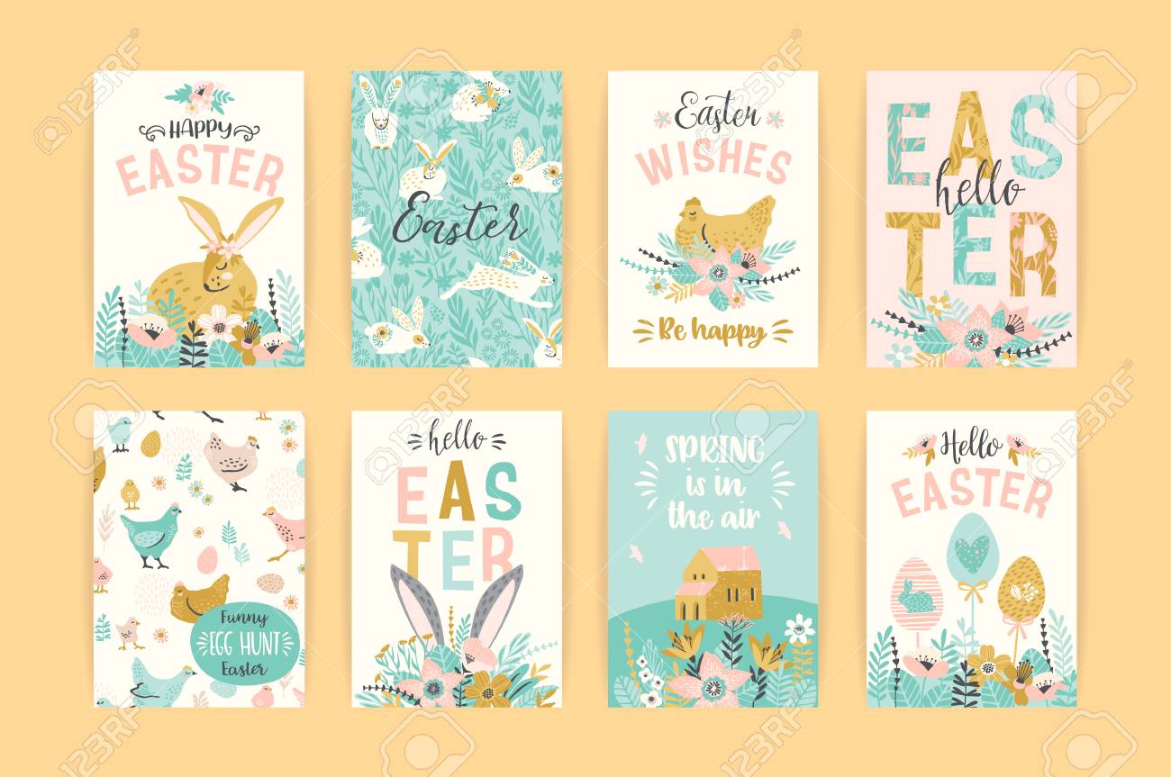 Happy Easter. Vector templates for card, poster, flyer and other design. - 96683288 Happy Easter. Vector templates for card, poster, flyer and other design. - 96683288