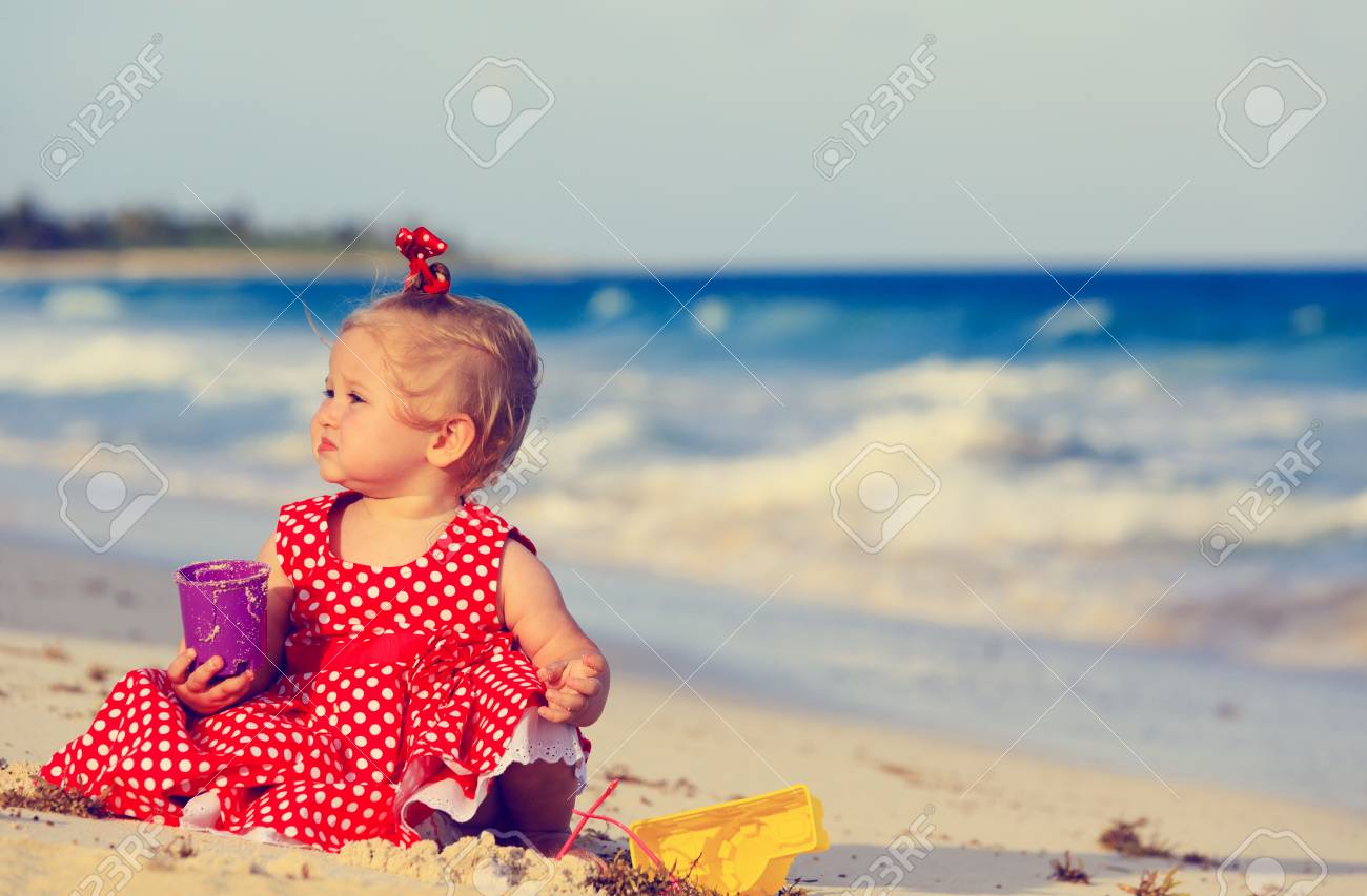 Cute Toddler Girl Playing With Toys On Tropical Beach Stock Photo Picture And Royalty Free Image Image