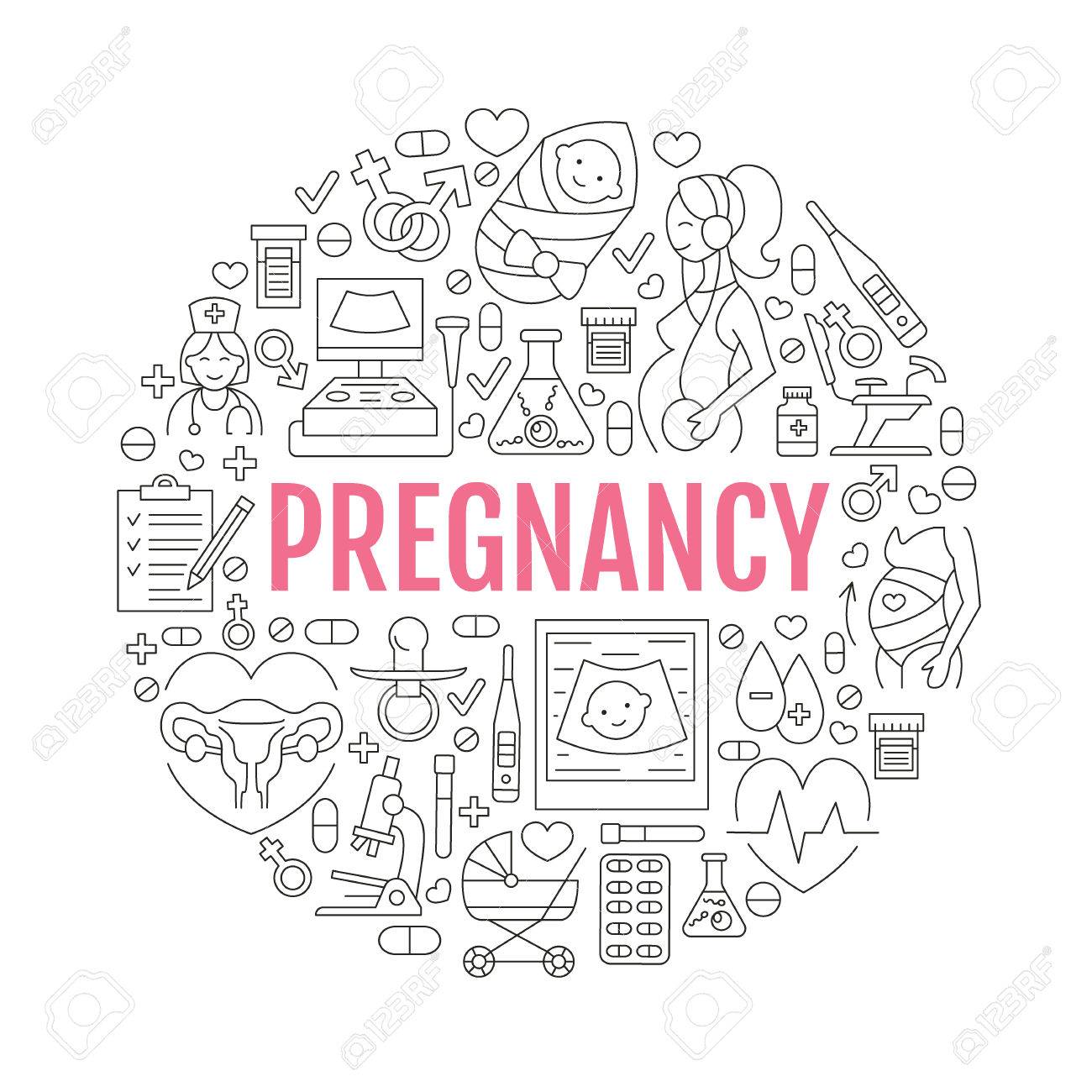 Medical poster template. Vector line illustration of pregnancy, fertility and obstetrics. Gynecology elements - chair, check-up, test, doctor, ultrasound, baby. Healthcare poster, editable stroke - 66481851 Medical poster template. Vector line illustration of pregnancy, fertility and obstetrics. Gynecology elements - chair, check-up, test, doctor, ultrasound, baby. Healthcare poster, editable stroke - 66481851