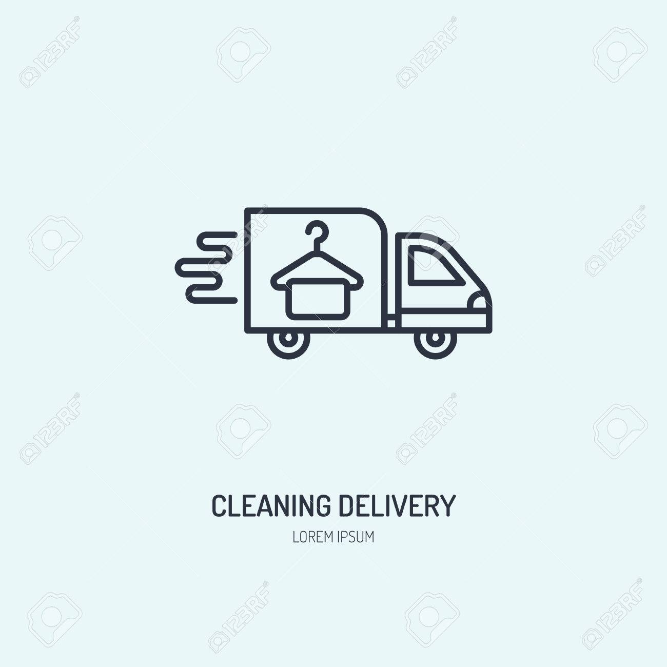 Delivery line icon, fast dry cleaning courier logo. Transportation flat sign, illustration for shipping business. - 74998115 Delivery line icon, fast dry cleaning courier logo. Transportation flat sign, illustration for shipping business. - 74998115