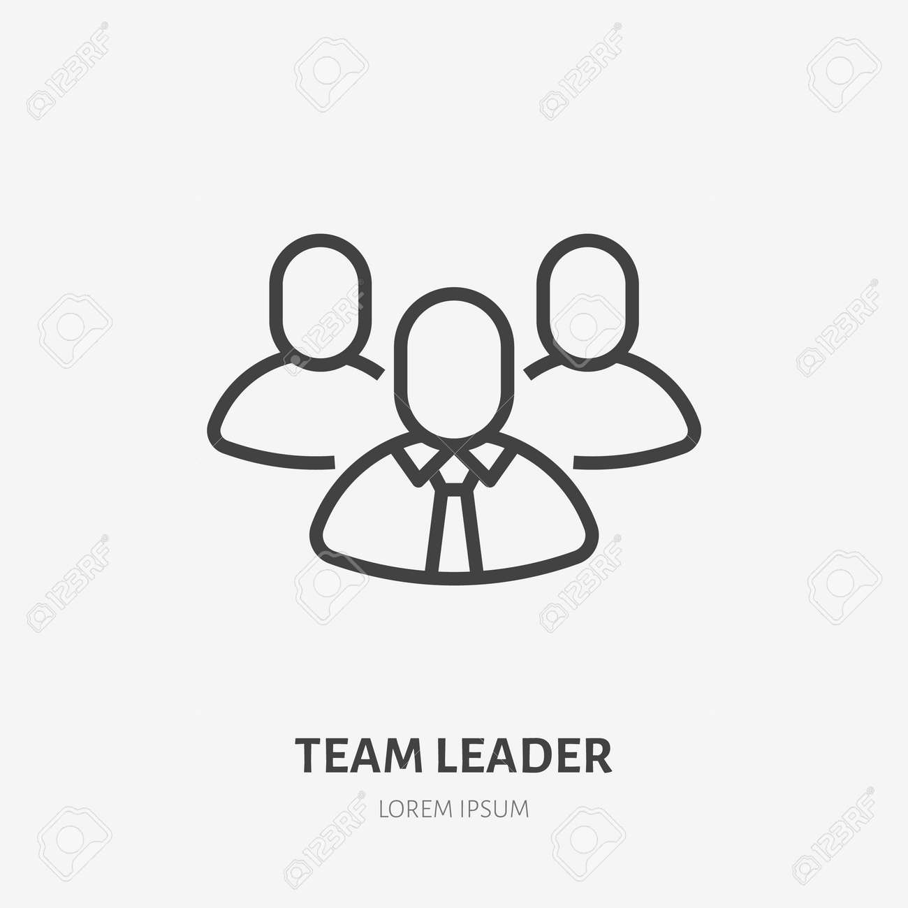 Team leader line icon, vector pictogram of employer with employee. Businessman stroke sign for company. - 158818241 Team leader line icon, vector pictogram of employer with employee. Businessman stroke sign for company. - 158818241