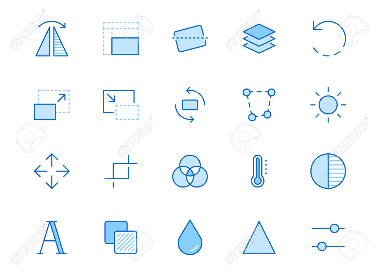 Photo edit line icon set. Flip, crop image, color filter, adjust effects, contrast minimal vector illustration. Simple outline signs for photography application. Blue color, Editable Stroke. - 163160939 Photo edit line icon set. Flip, crop image, color filter, adjust effects, contrast minimal vector illustration. Simple outline signs for photography application. Blue color, Editable Stroke. - 163160939