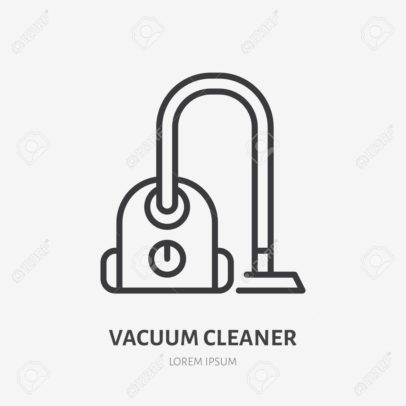 Vacuum cleaner flat line icon. Vector outline illustration of housekeeping equipment. - 163160940 Vacuum cleaner flat line icon. Vector outline illustration of housekeeping equipment. - 163160940