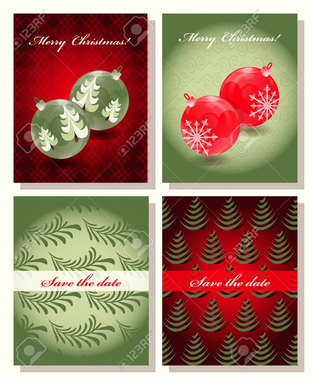 set of christmas abstract vector template save the date royalty
