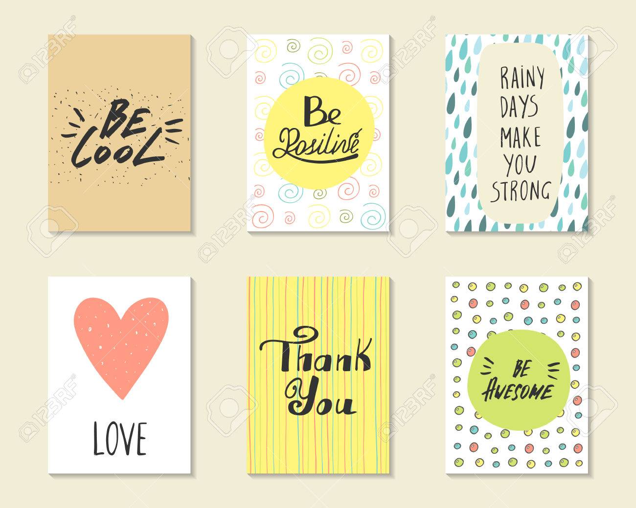 cute hand drawn doodle postcards cards covers with different cute postcards