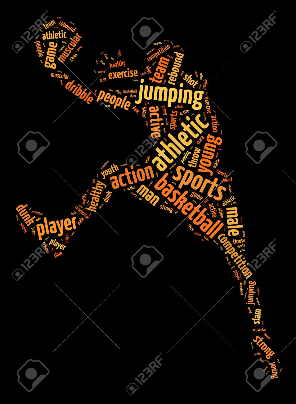 Words Illustration Of Basketball Player Over Black Background Stock Photo Picture And Royalty Free Image Image