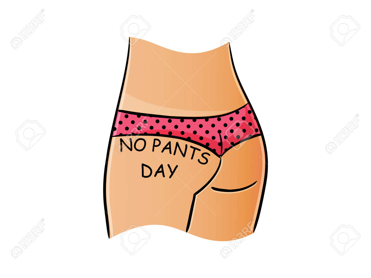 노팬티데이. 여자 전리품 벡터 일러스트입니다. 로열티 무료 사진, 그림, 이미지 그리고 스톡포토그래피. Image 164177382