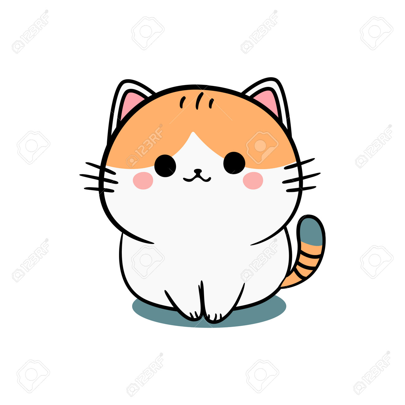 Cute Cat In Kawaii Style. Vector Illustration. Royalty Free SVG, Cliparts,  Vectors, and Stock Illustration. Image 203438193., image size:1300x1300