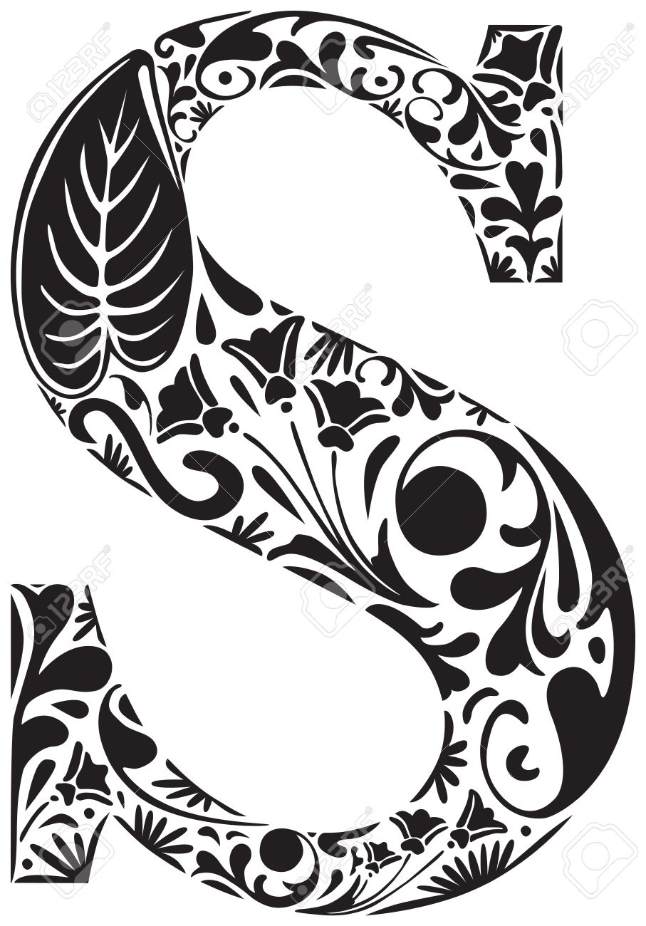 Worksheet S Letter floral initial capital letter s royalty free cliparts vectors stock vector 19935348