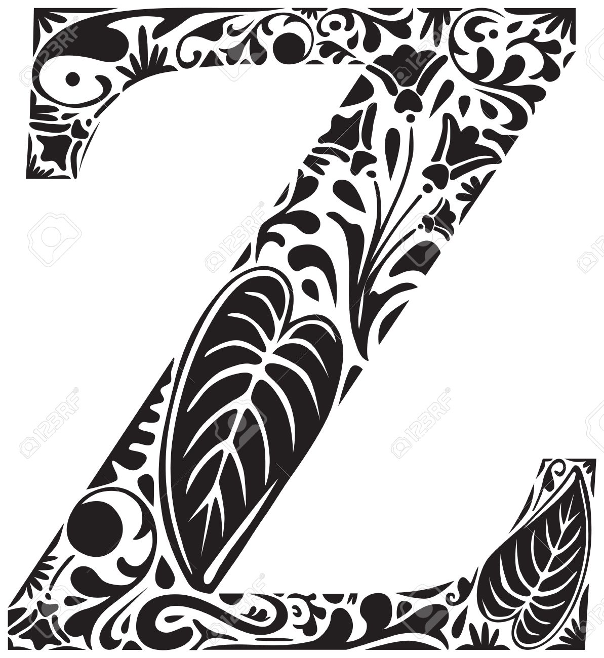 floral initial capital letter z royalty free cliparts vectors and