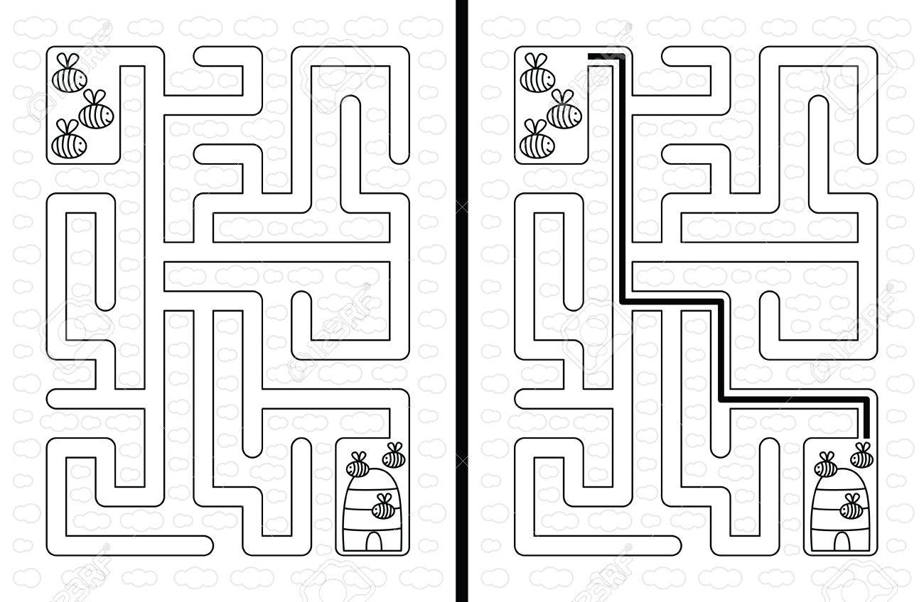 Abejas Faciles Laberinto Para Los Ninos Mas Pequenos Con Una