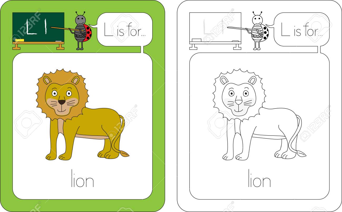 英語のフラッシュカード 文字 L は ライオンのためのものです のイラスト素材 ベクタ Image 英語のフラッシュカード 文字 L は ライオンのためのものです のイラスト素材 ベクタ Image