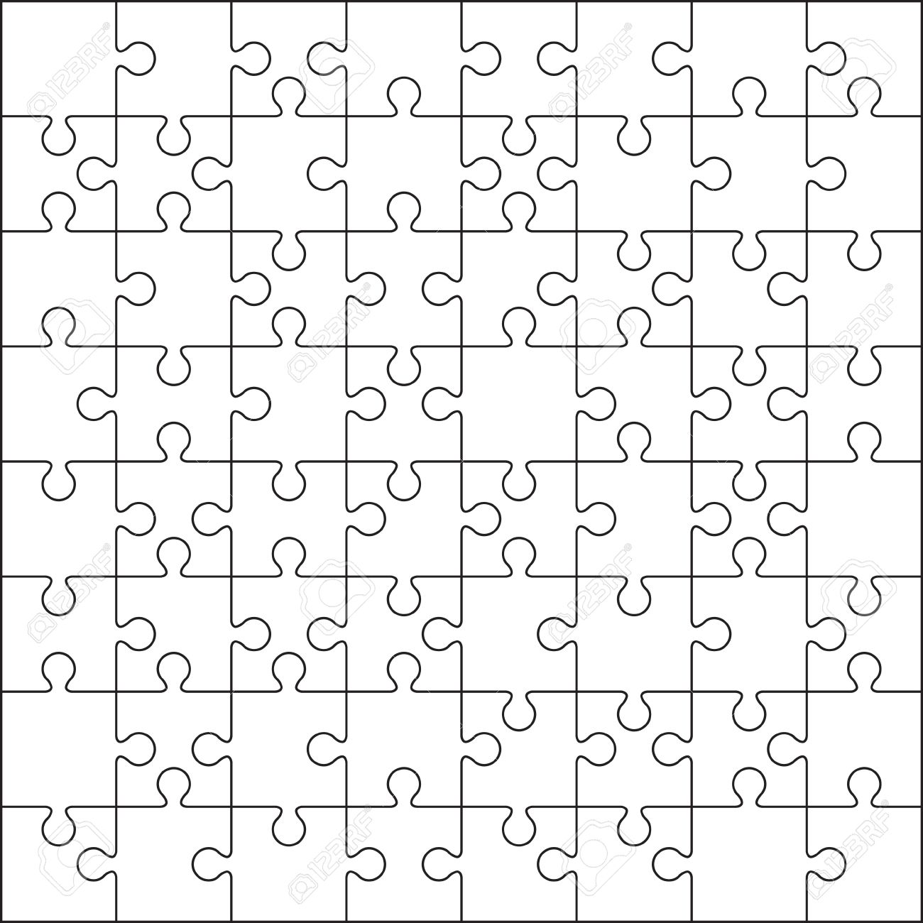 64 のジグソー パズルの空のテンプレートまたは切断のガイドライン 8