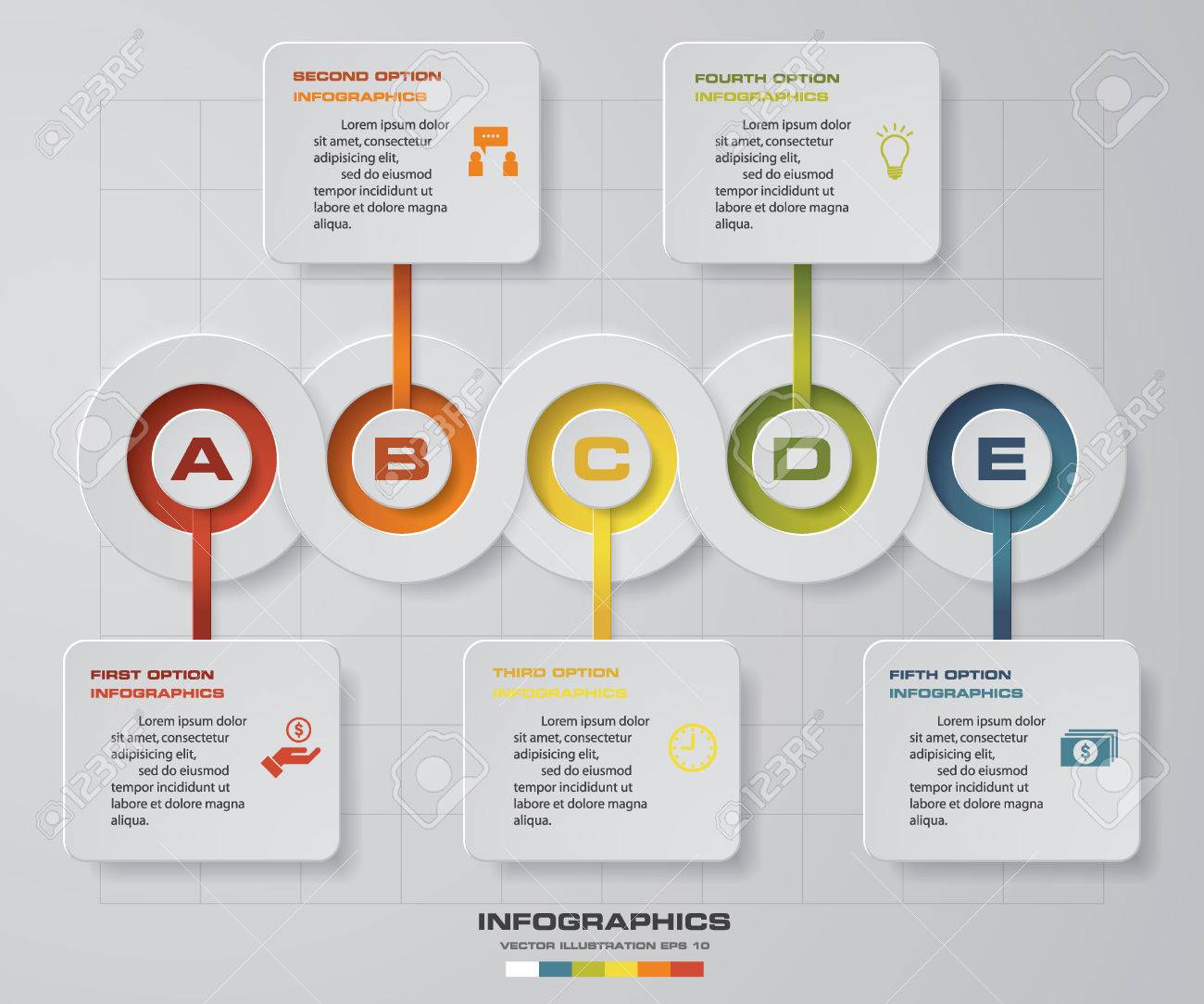 タイムライン インフォ グラフィック 5 手順ベクター デザイン テンプレートです ワークフロー プロセス バナー 図 番号のオプション タイムライン 作業計画に使える Web デザイン のイラスト素材 ベクタ Image