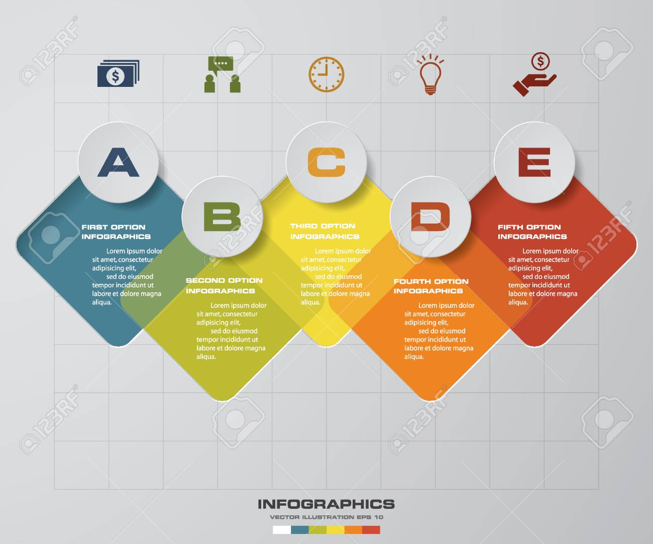 simple editable 5 steps chart diagrams template graphic or website diagrams template