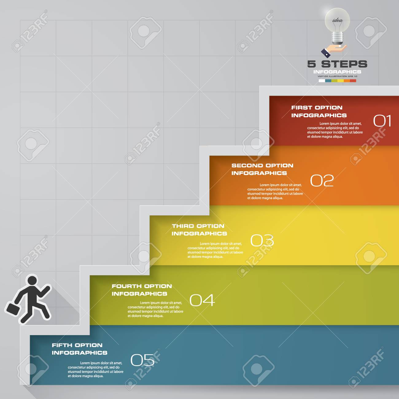 infographic design stair template with 5 steps ロイヤリティフリー