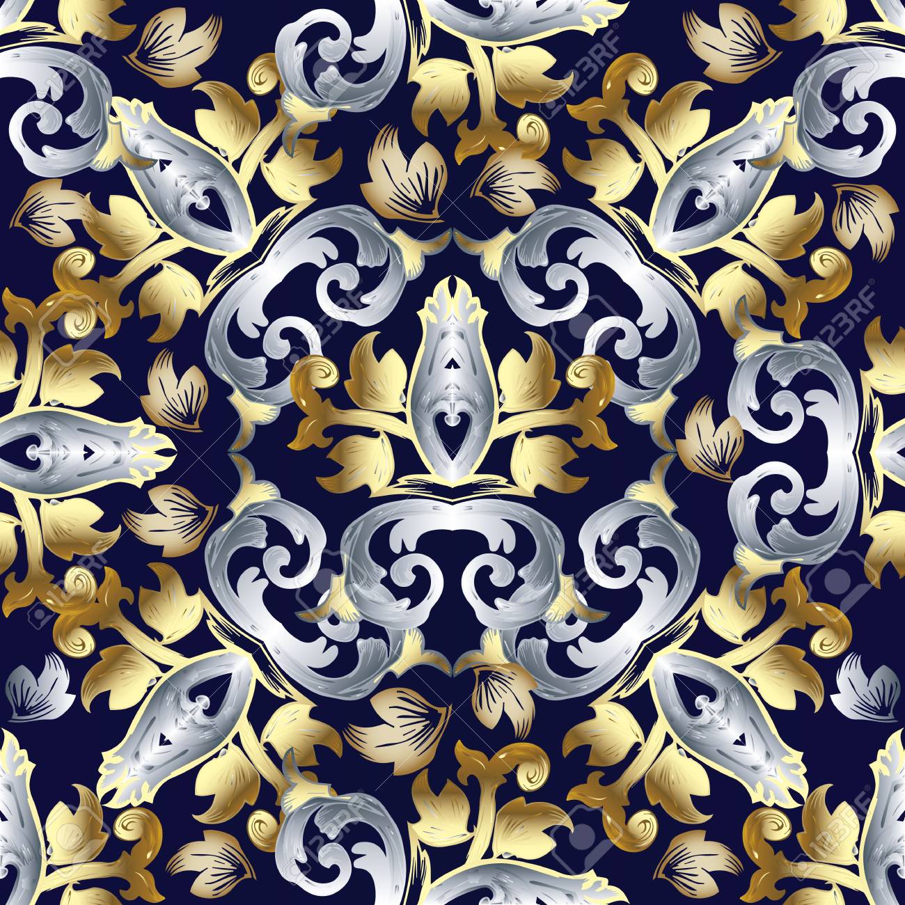 Baroque Vector Seamless Pattern Vintage Floral Background Wallpaper Royalty Free Cliparts Vectors And Stock Illustration Image 96163507