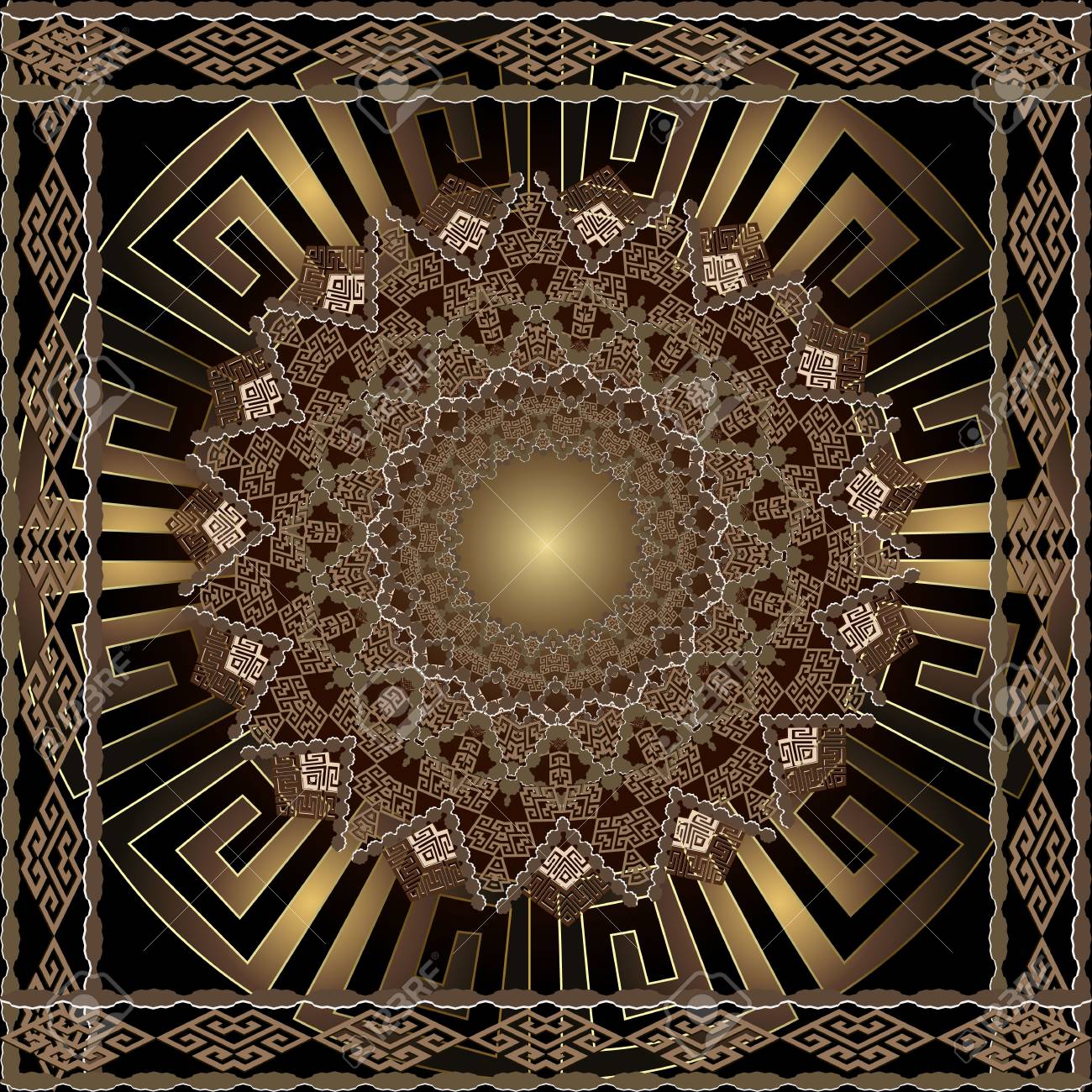 Download Greek Key Meanders Round 3d Mandala Pattern Ornamental Grecian Royalty Free Cliparts Vectors And Stock Illustration Image 125905723