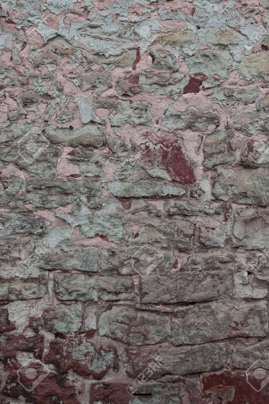 ひびの入った石とモルタルで古いレンガの壁 の写真素材 画像素材 Image