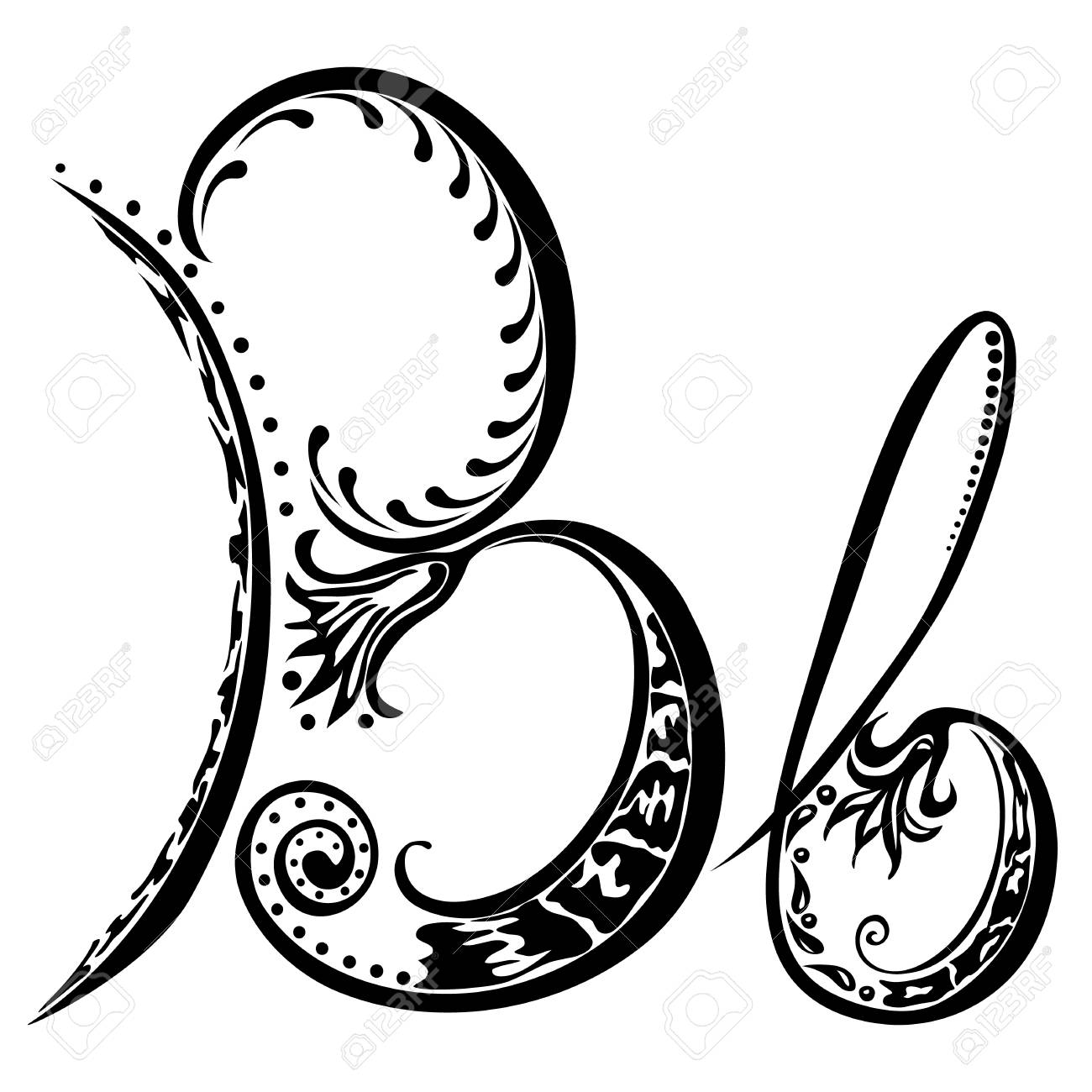 Worksheet Cursive Letters B letter b in the style of abstract floral pattern on a white background stock vector