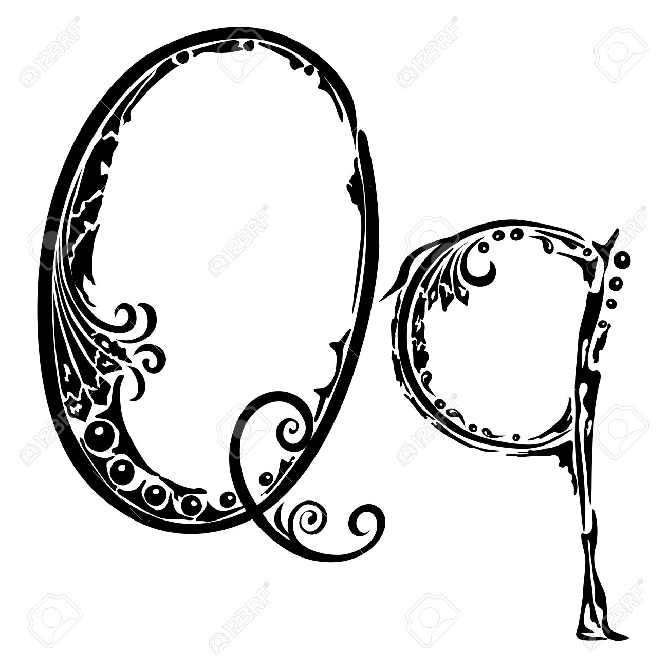 Worksheet Cursuve Q letter q in the style of abstract floral pattern royalty free stock vector 14751055