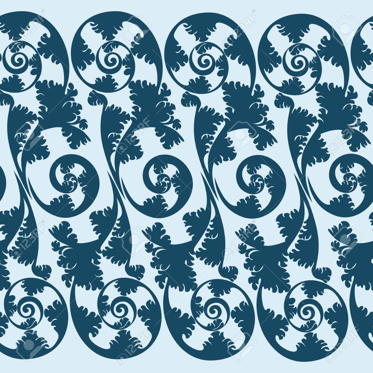 シームレス レース ボーダー柄 シルエット デザインの植物飾りのイラスト素材 ベクタ Image