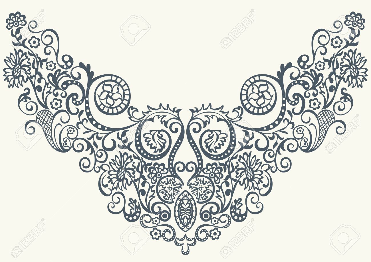 プリント服やシャツのファンタジー抽象的な装飾用花柄刺繍ファッション デザイン のイラスト素材 ベクタ Image