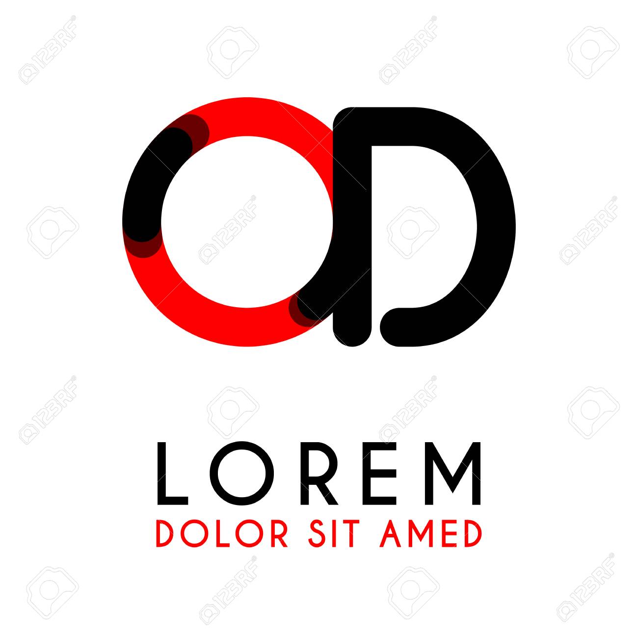 Initial Letter OD With Red Black And Has Rounded Corners Royalty Initial Letter OD With Red Black And Has Rounded Corners Royalty