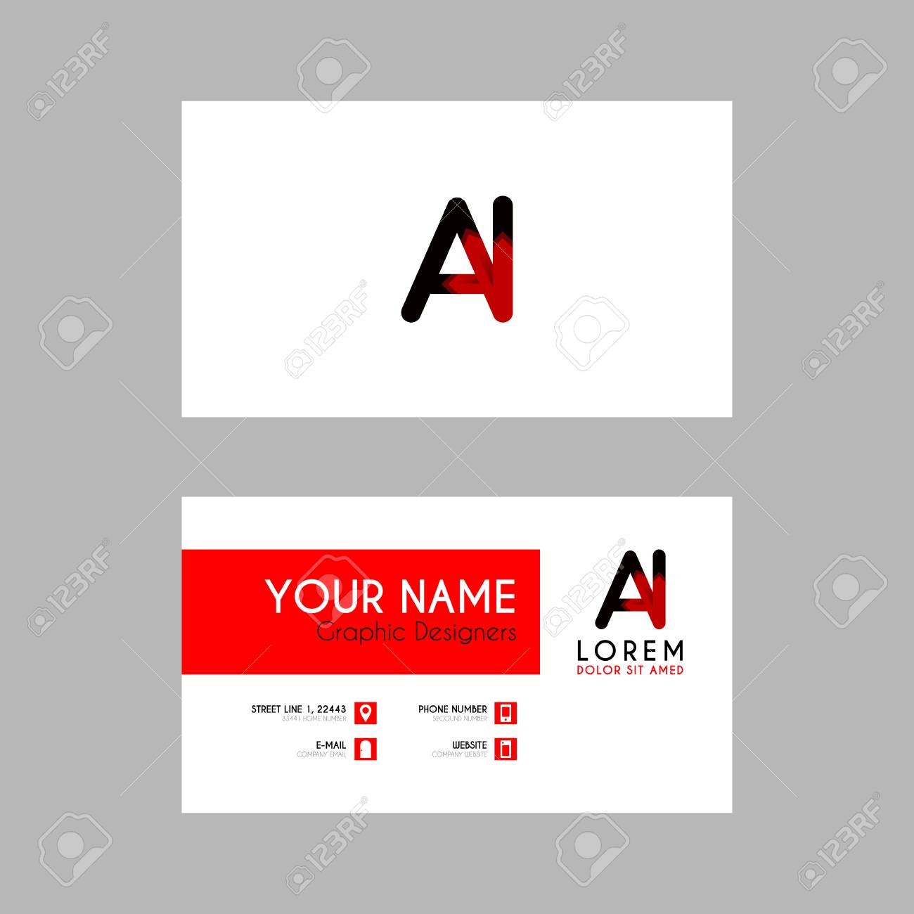 modern creative business card template with ai ribbon letter business card template ai