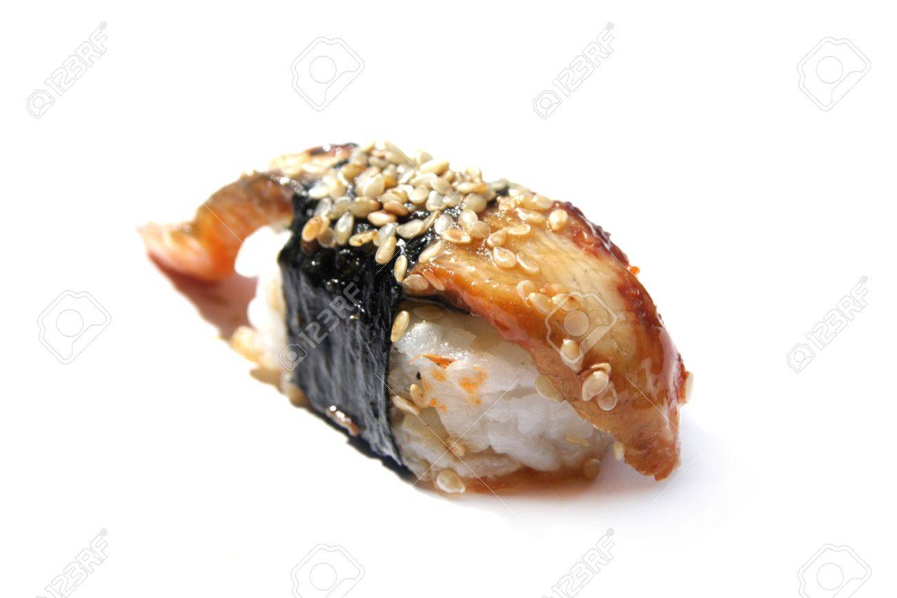 白い背景の上のあなご寿司海うなぎ寿司 の写真素材 画像素材 Image