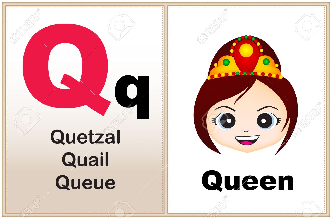 alphabet letter q with clip art and few similar words starting with the letter printable graphic for preschool kindergarten kids royalty free svg cliparts vectors and stock illustration image 38526283