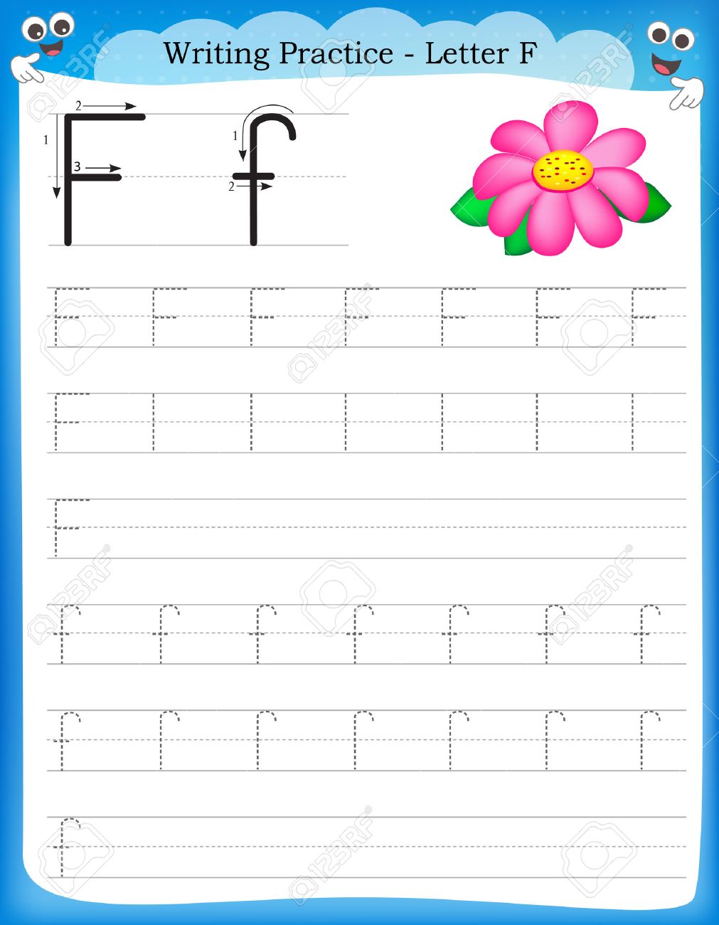 worksheet Vector Worksheet printable vector worksheets and borders writing practice letter f worksheet for preschool