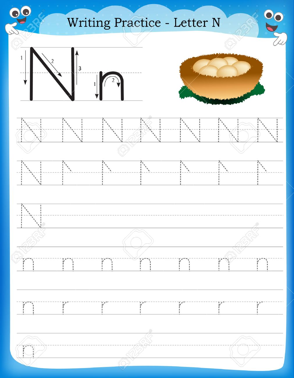 practice writing sheets for kindergarten