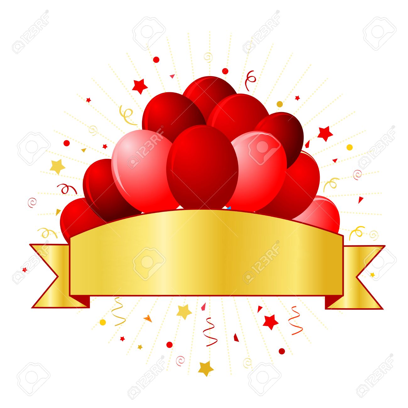 anniversary card with beautiful red balloons and confetti on personal anniversary cards