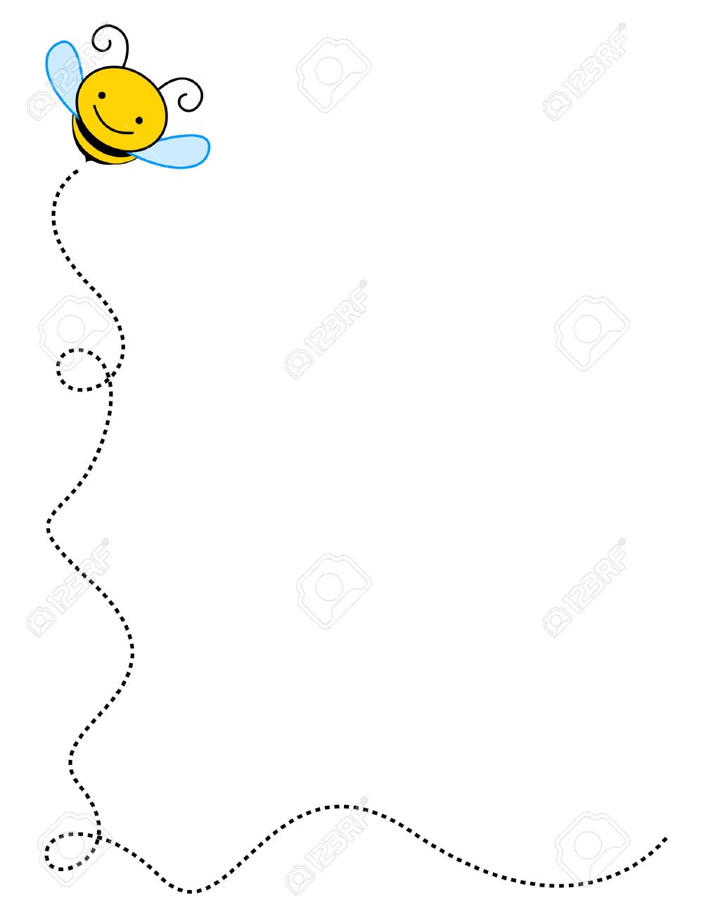 蜂の点線枠 かわいいミツバチのフレーム のイラスト素材 ベクタ Image