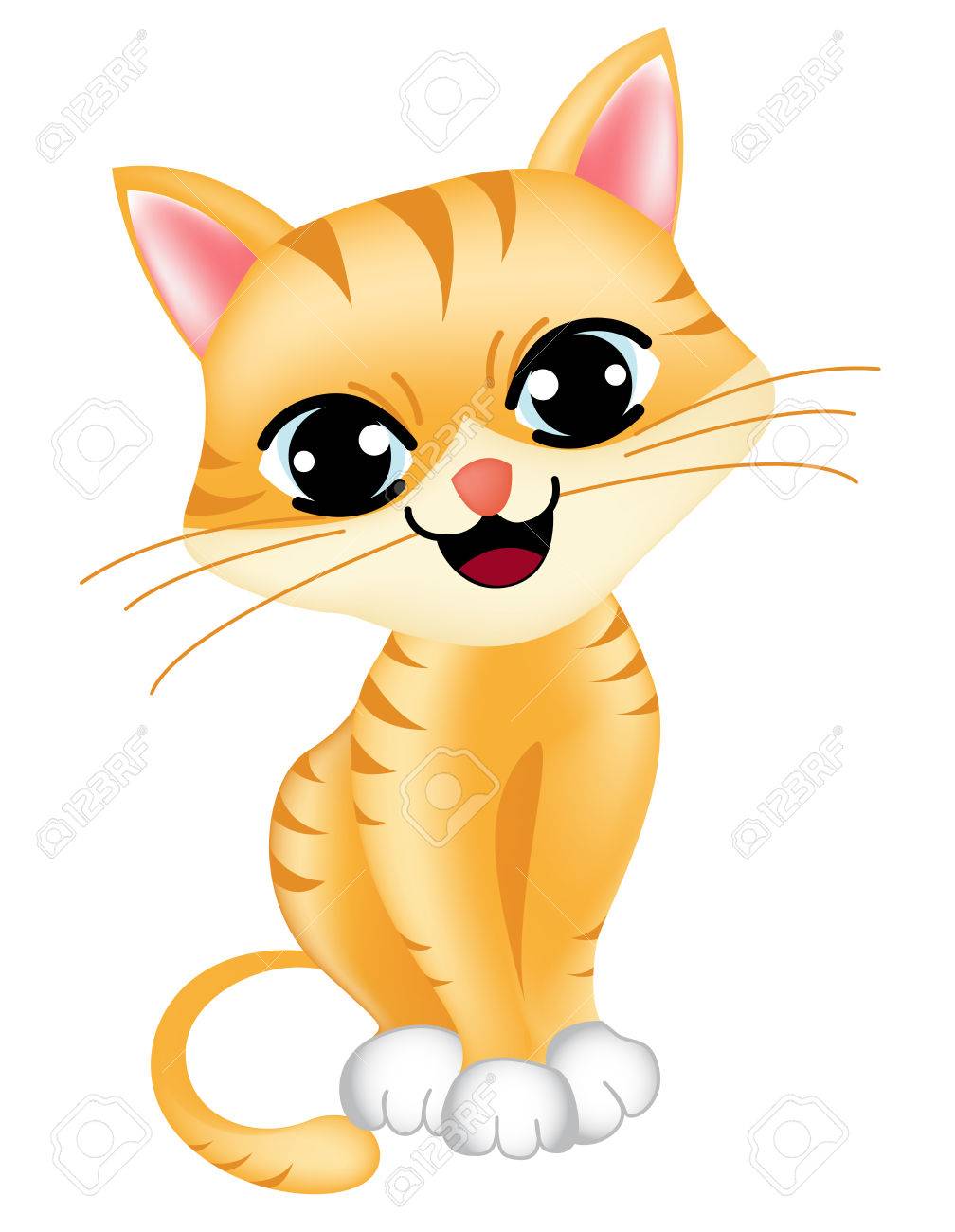 Cute Little Cat / Kitten Isolated On White Background Illustration / Clipart  Royalty Free SVG, Cliparts, Vectors, And Stock Illustration. Image 38550688.