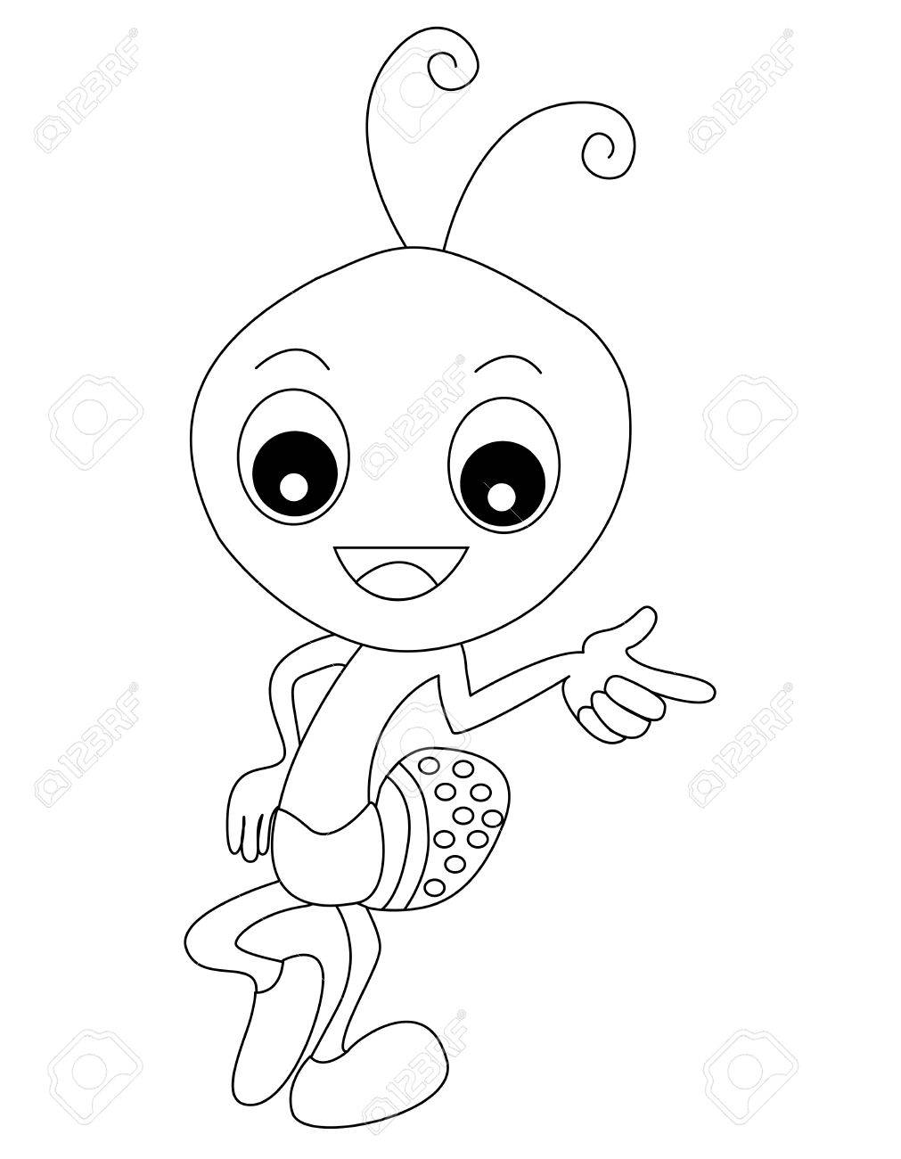 白い背景で隔離の本画像を着色かわいいアリのイラスト素材 ベクタ Image 38547637