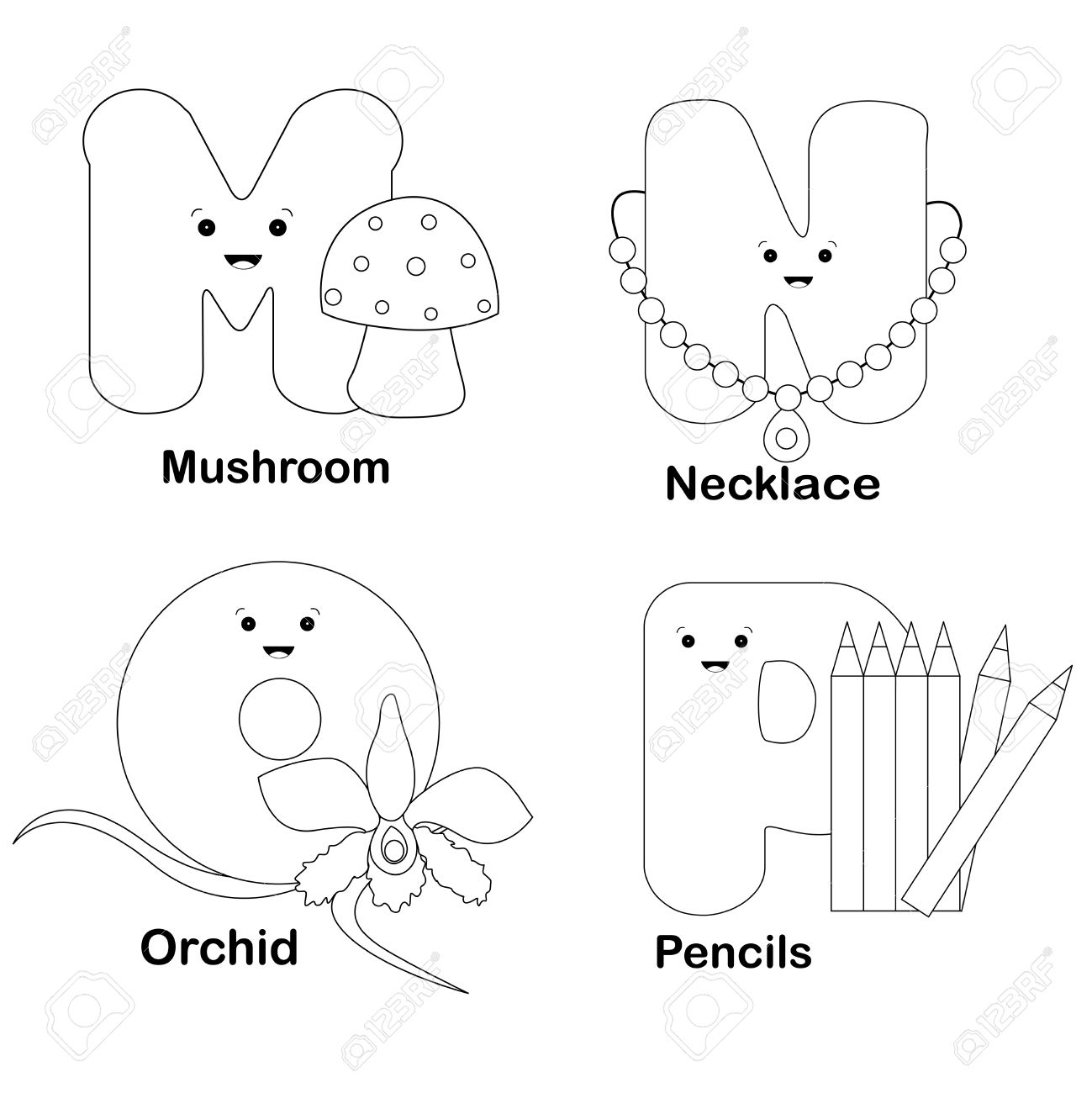 Illustration Of Alphabet Coloring Page Letters M N O P With Royalty Free Cliparts Vectors And Stock Illustration Image
