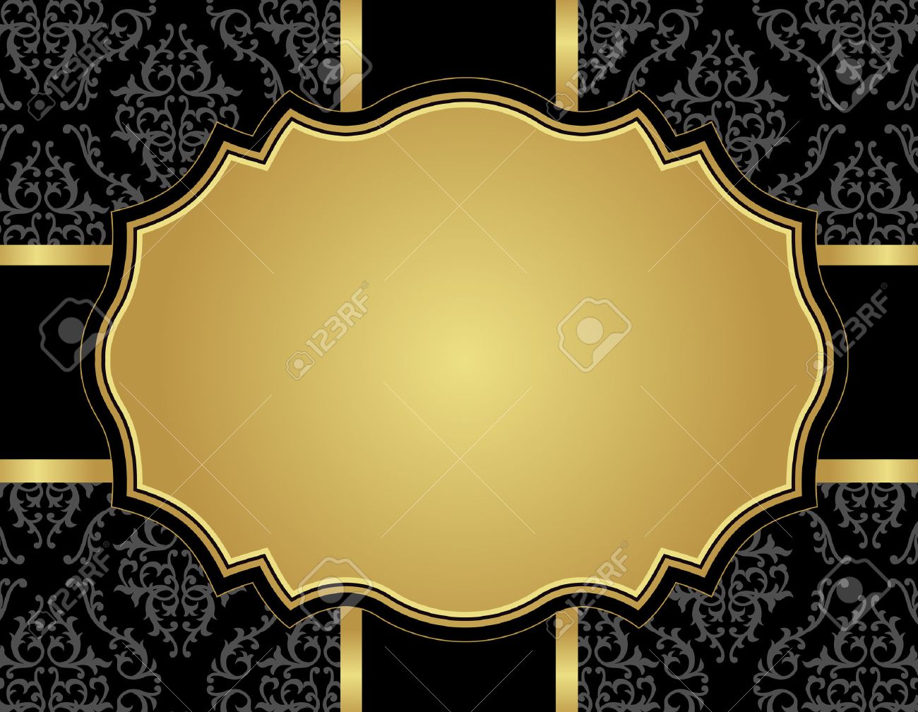 Elegant Gold And Black Damask Pattern Background With Ribbon.. Perfect As  Stylish Wedding Invitations And Other Party Invitation Cards Or  Announcements Royalty Free SVG, Cliparts, Vectors, And Stock Illustration.  Image 38625182.