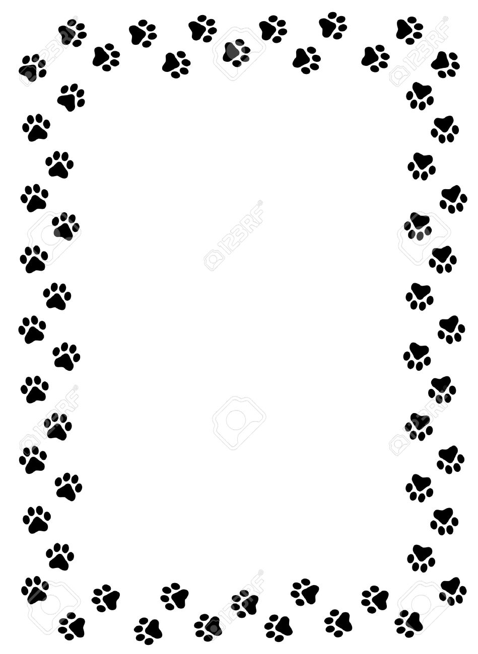 dog paw prints border