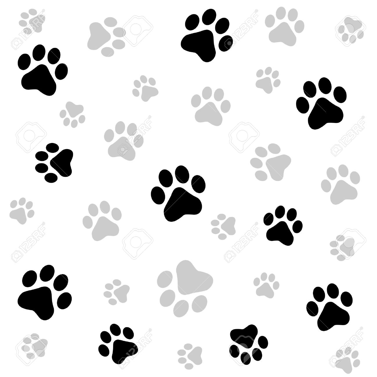 dog paw print seamless pattern on white background royalty free
