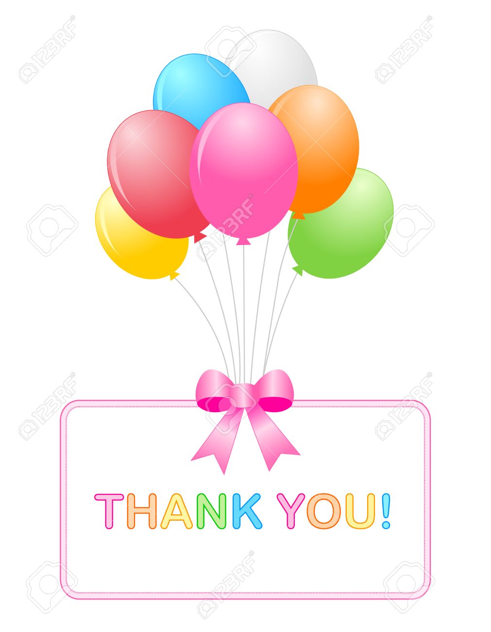 ピンクのリボンと風船の束をありがとうカード弓お礼状 のイラスト素材 ベクタ Image 30