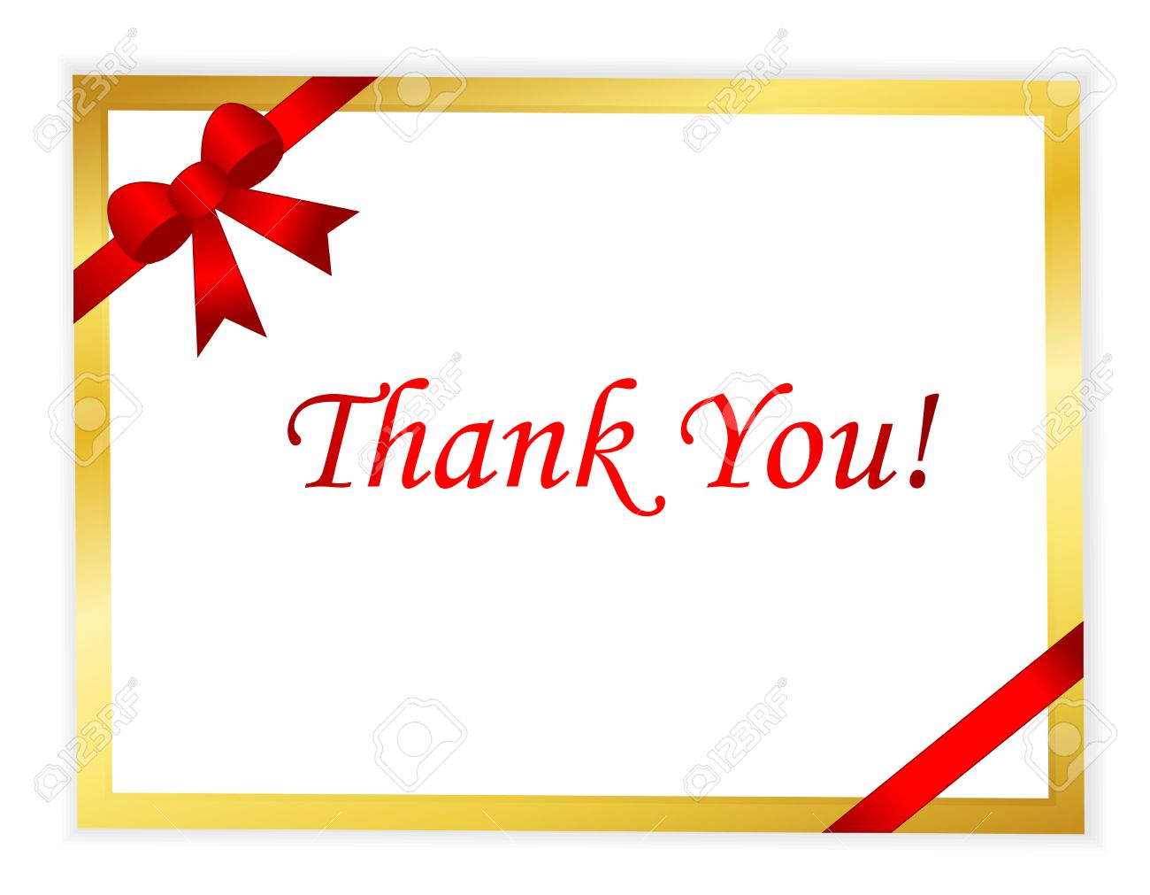 elegant gold thank you card with red ribbon and shiny red thank