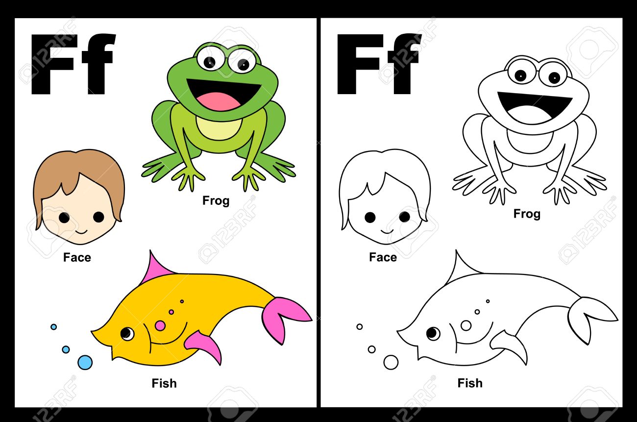 Kids Alphabet Coloring Book Page With Outlined Clip Arts To Color - Kids Alphabet Coloring Book Page With Outlined Clip Arts To Color