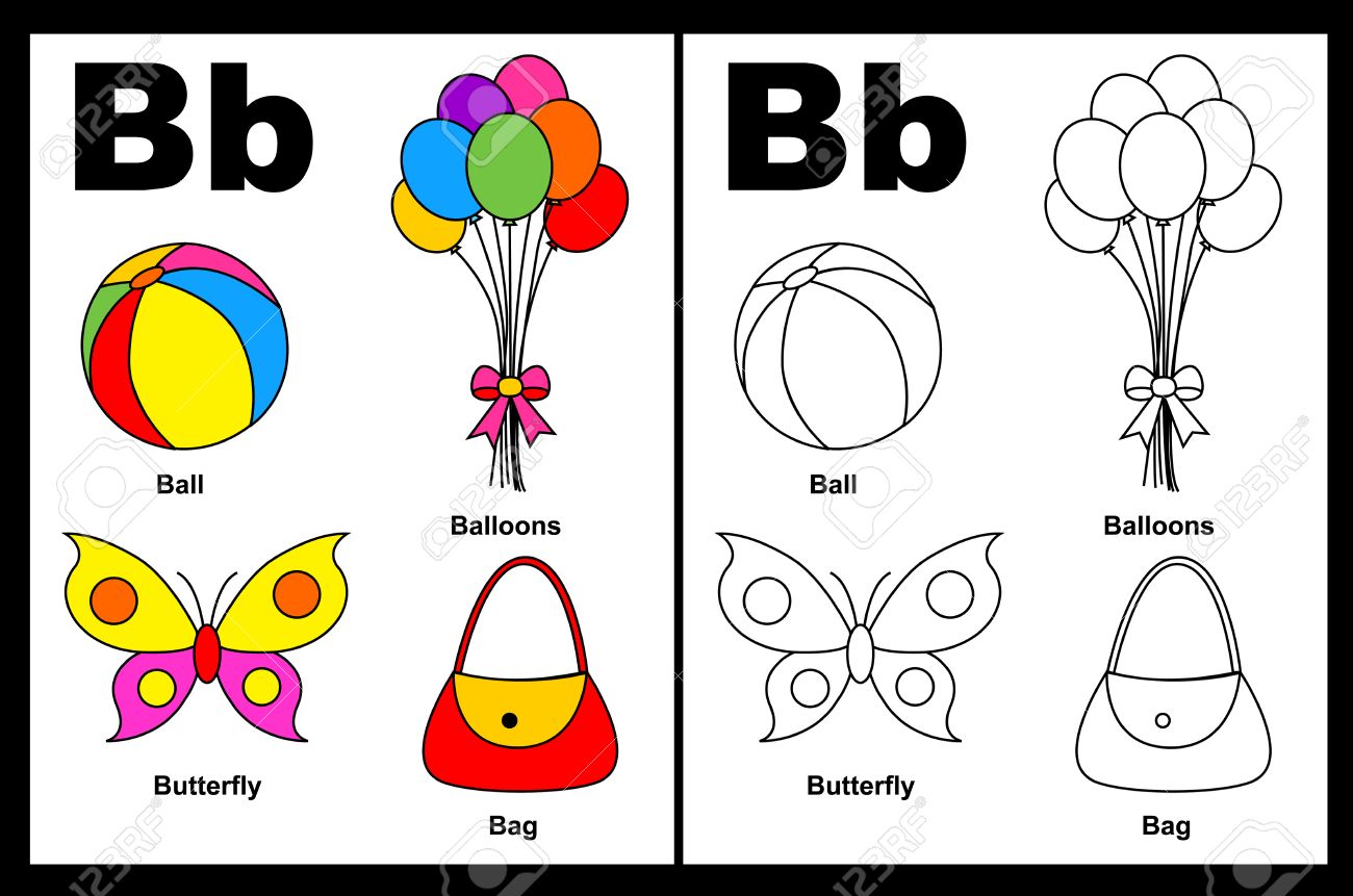 Kids Alphabet Coloration Page Du Livre Avec Decrits Clip Arts A La Couleur Lettre B Clip Art Libres De Droits Vecteurs Et Illustration Image 38910381