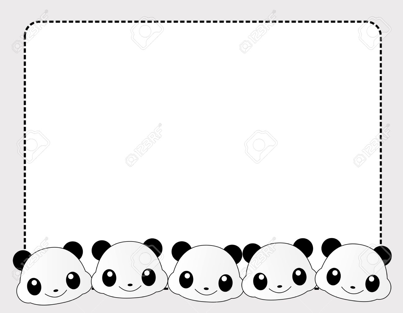 かわいいパンダのコレクションに直面してページ罫線 フレーム の写真素材 画像素材 Image